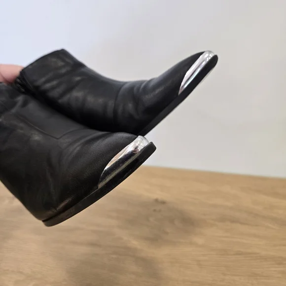 Topshop Black Silver Tip Heeled Ankle Boots Size 40 9.5 - Picture 7 of 9